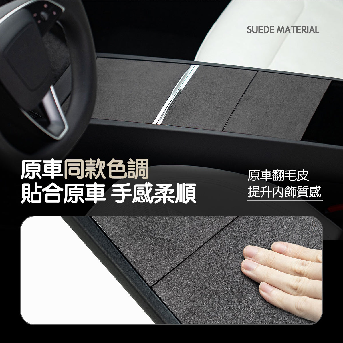 TPARTS Model 3/Y/煥新版3/煥新版Y 中控翻毛中控貼