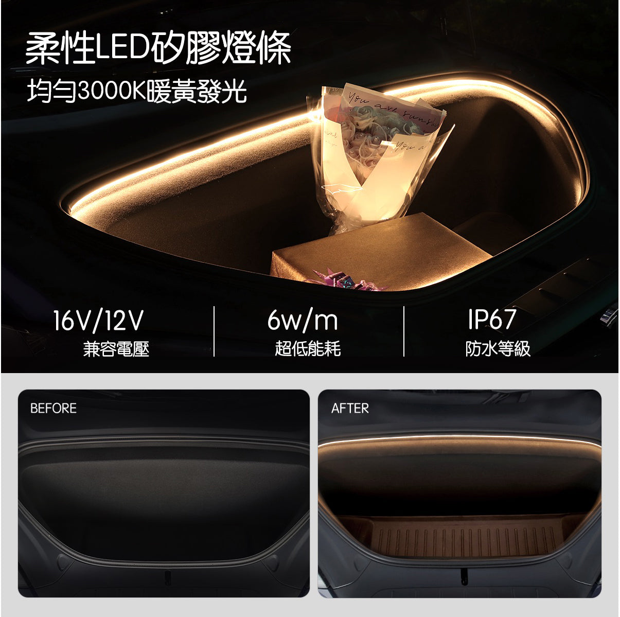 TPARTS Model X 智能感應前/後行李箱雙色氛圍燈