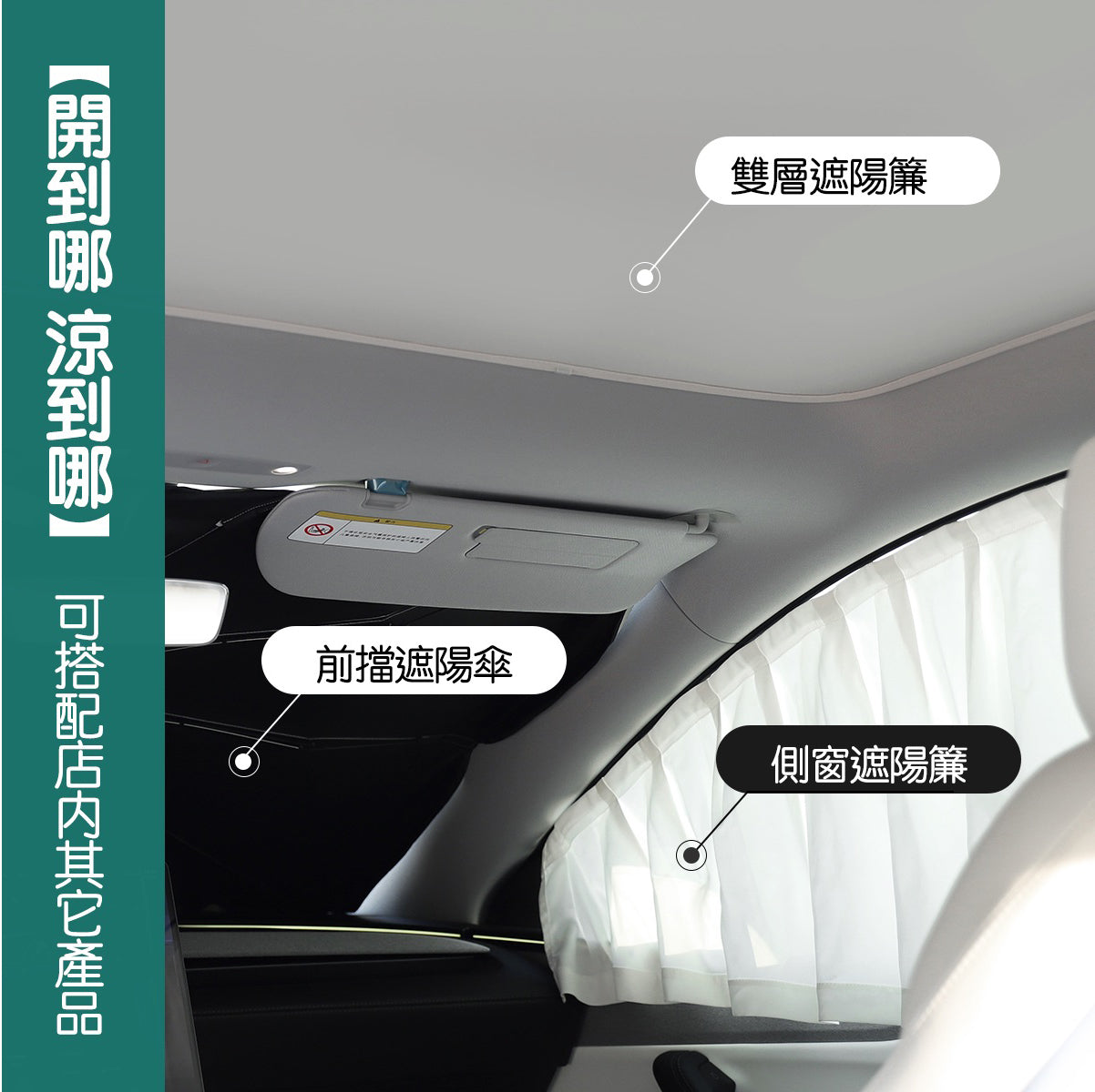 TPARTS 煥新版Model 3/Y 分體式冰晶遮陽簾/遮陽傘組合