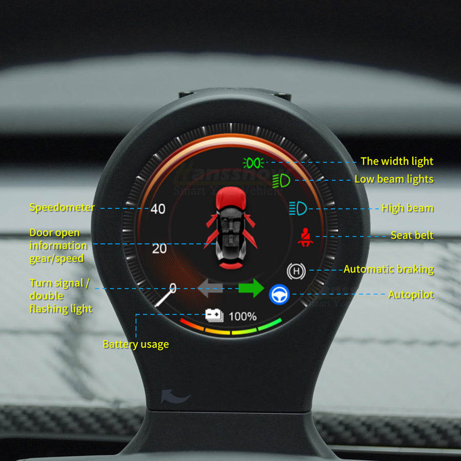 Hansshow Model 3/Y 翻轉式手機支架螢幕