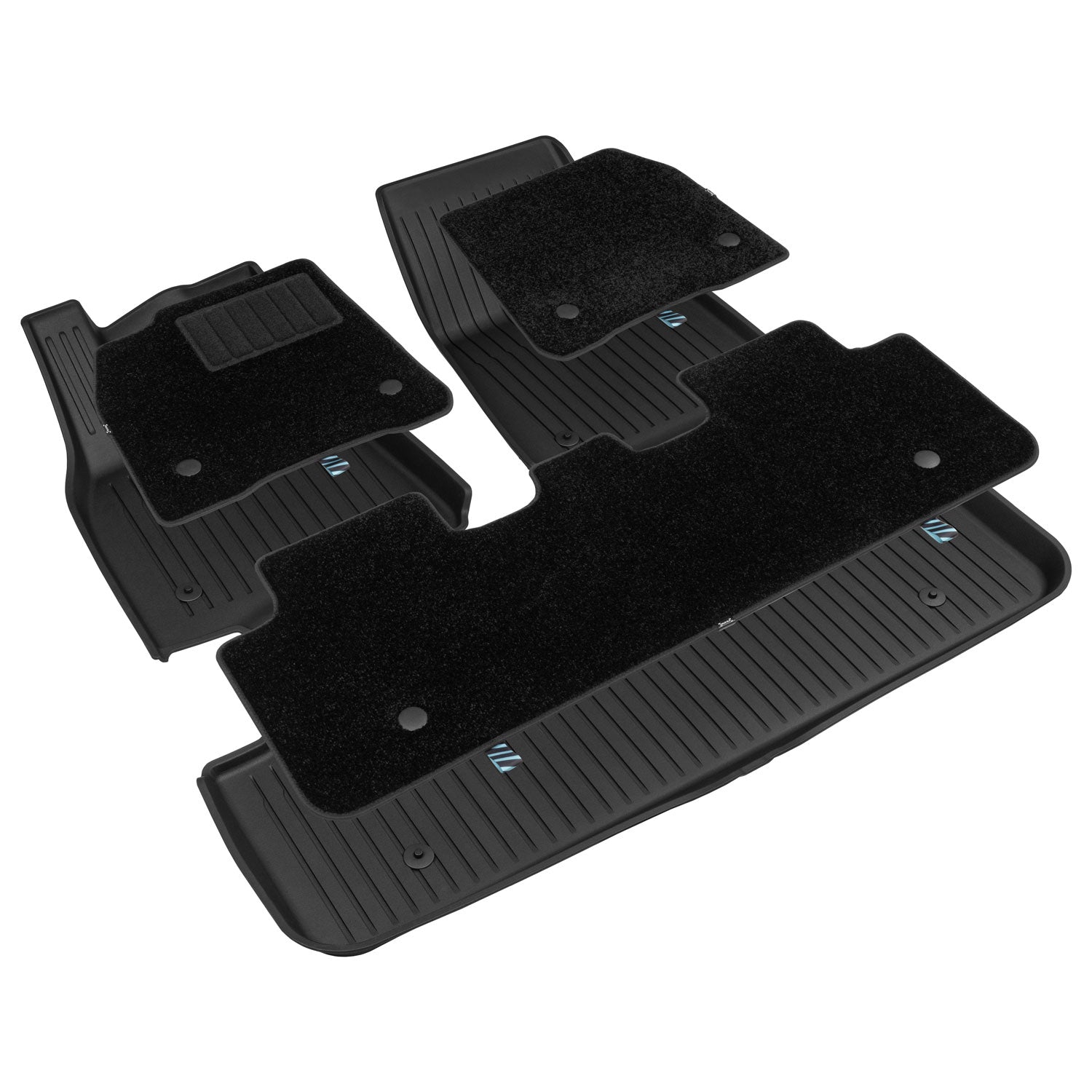 HALOBLK 黑洛  煥新版Model Y Juniper 雙層腳踏墊 / 前後行李箱墊+椅背墊四件組