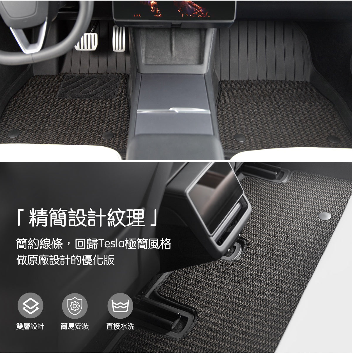 TPARTS Model 3 Highland煥新版3 雙層美尼斯毯腳踏墊